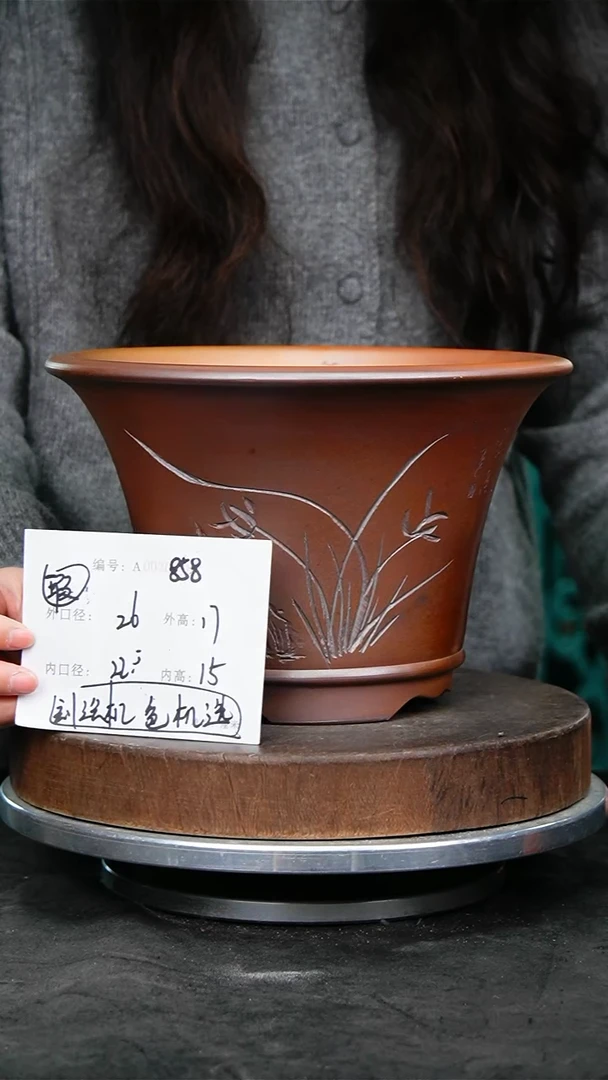 紫砂花盆858瑕疵颜色不挑刻绘机选&……