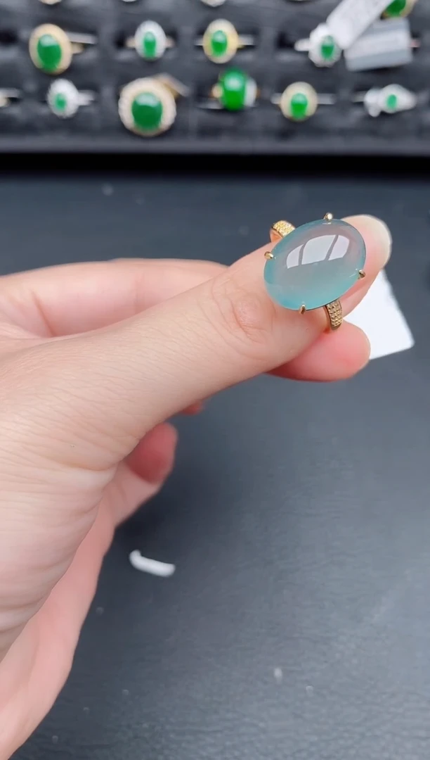 银S925镶嵌戒指翡翠天然a货翡翠227