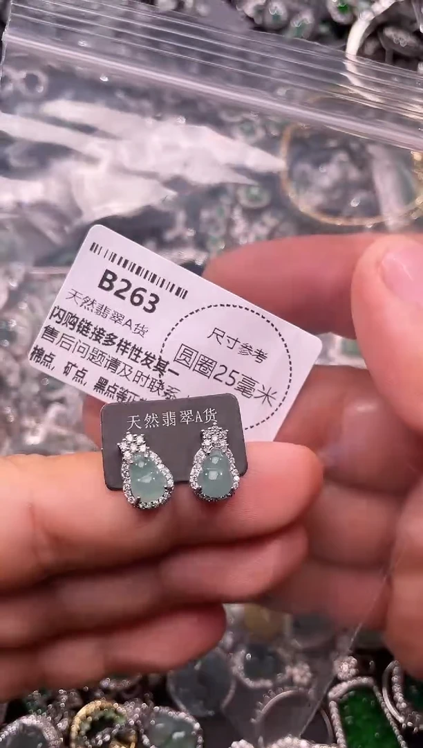 翡翠未镶嵌颈饰B263耳钉