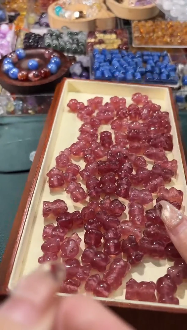 【闪购商品】水晶手串未镶嵌草莓晶小熊一个宽卡13