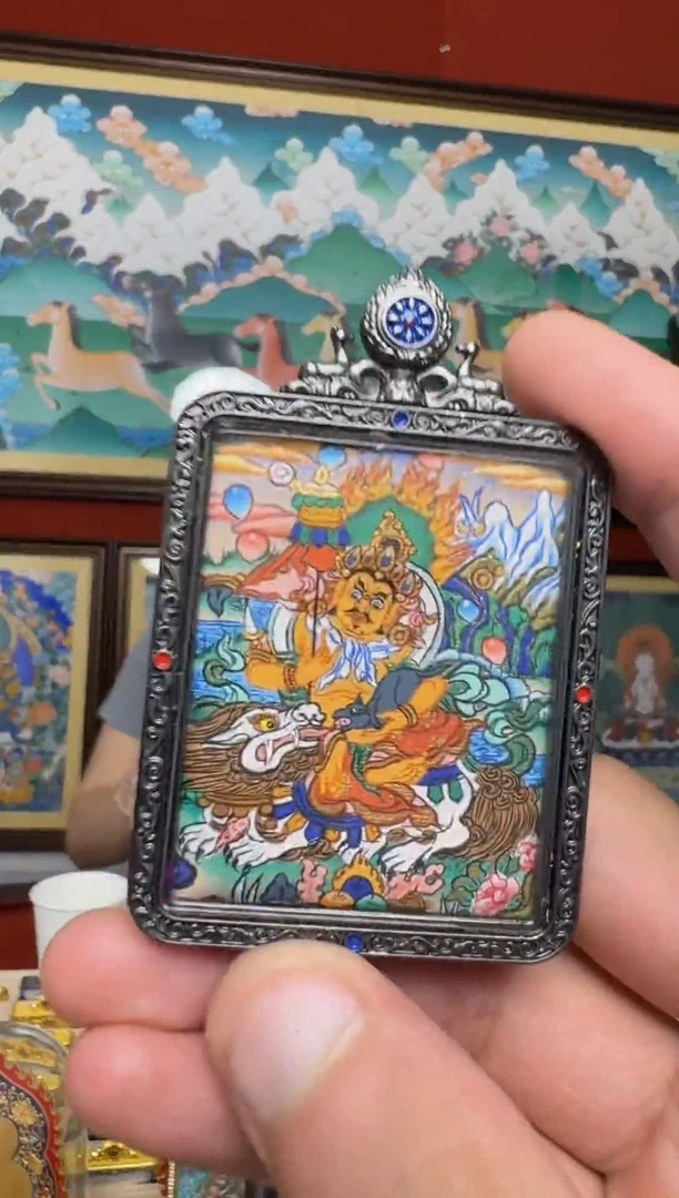 吊坠财宝天王-热贡元旦唐卡画院 娜娜