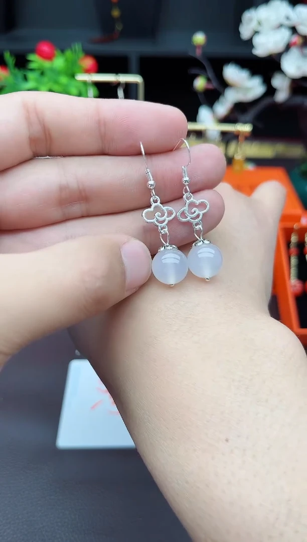 玛瑙/玉髓耳饰银S925镶嵌101000