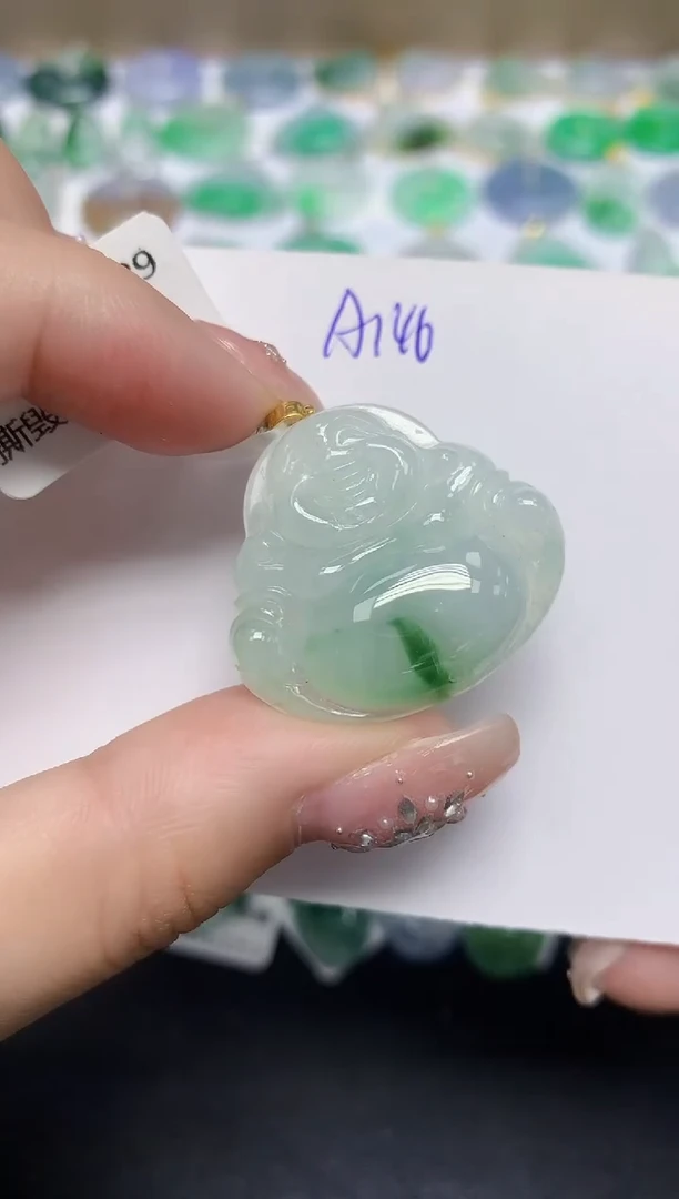 颈饰18K金镶嵌翡翠天然缅甸翡翠A货翡翠百元以上9元证书费自理