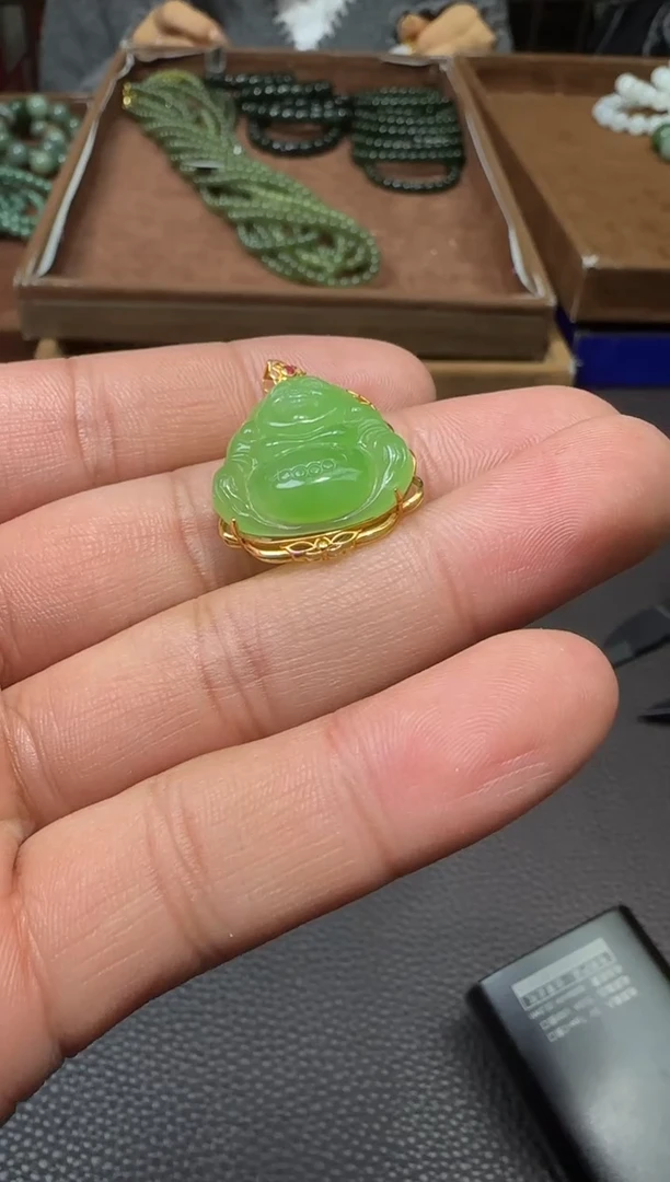 【闪购商品】和田玉【海118CP】8918K金镶嵌9032