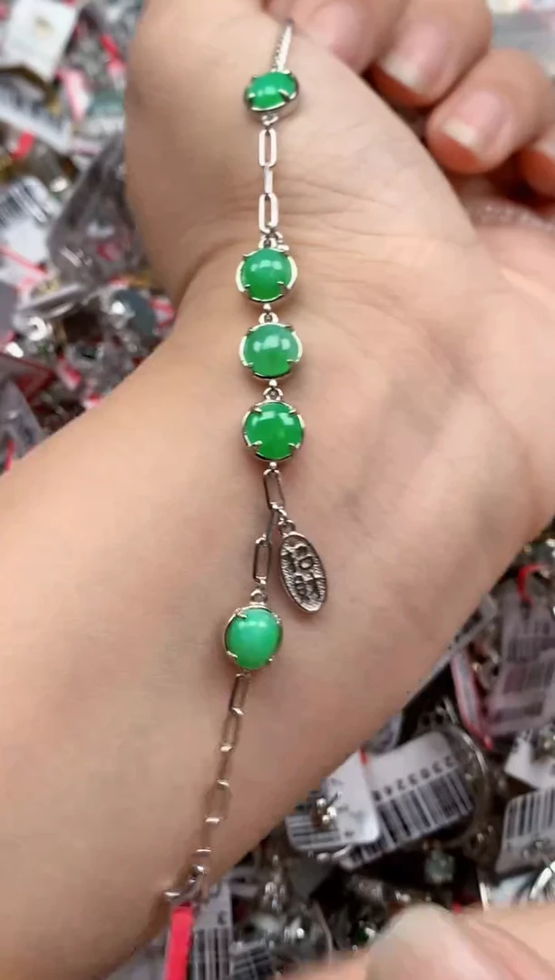 银S925镶嵌戒指翡翠天然A货缅甸翡翠