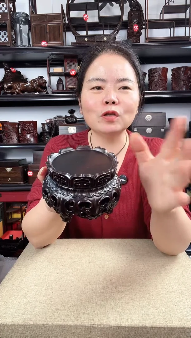 木新莲底座老李红木工艺品