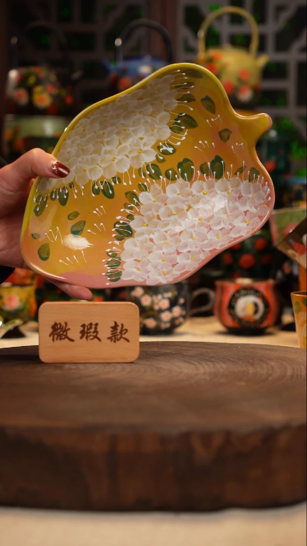 紫砂油画釉下彩手绘微瑕