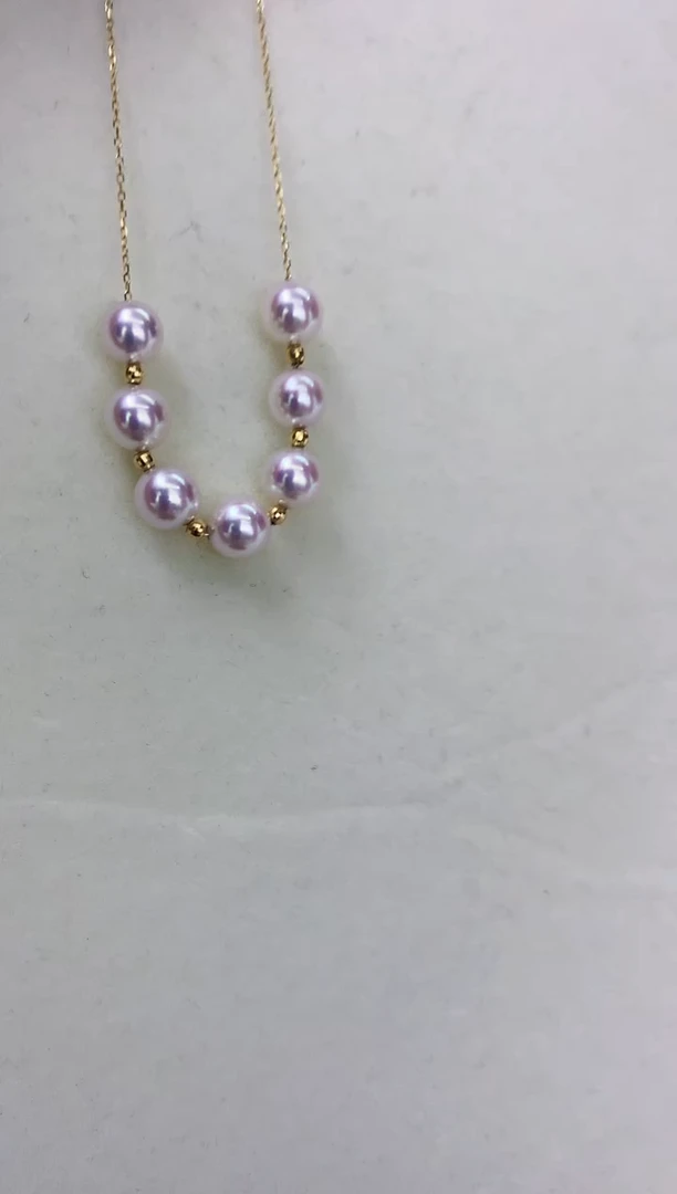 18K金镶嵌DA海水珍珠 GD012 akoya微笑链7-7.5MM 7珠款