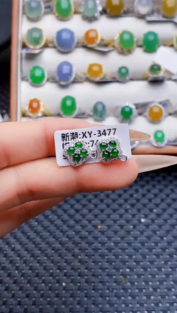 银S925镶嵌戒指翡翠2585