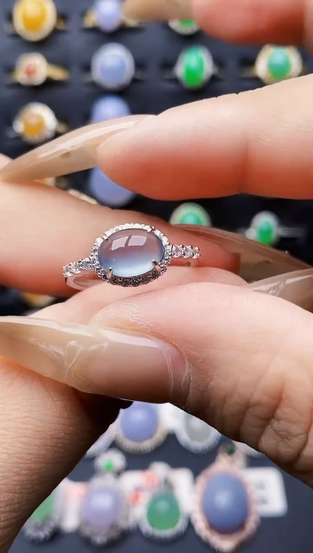 银S925镶嵌戒指翡翠0016