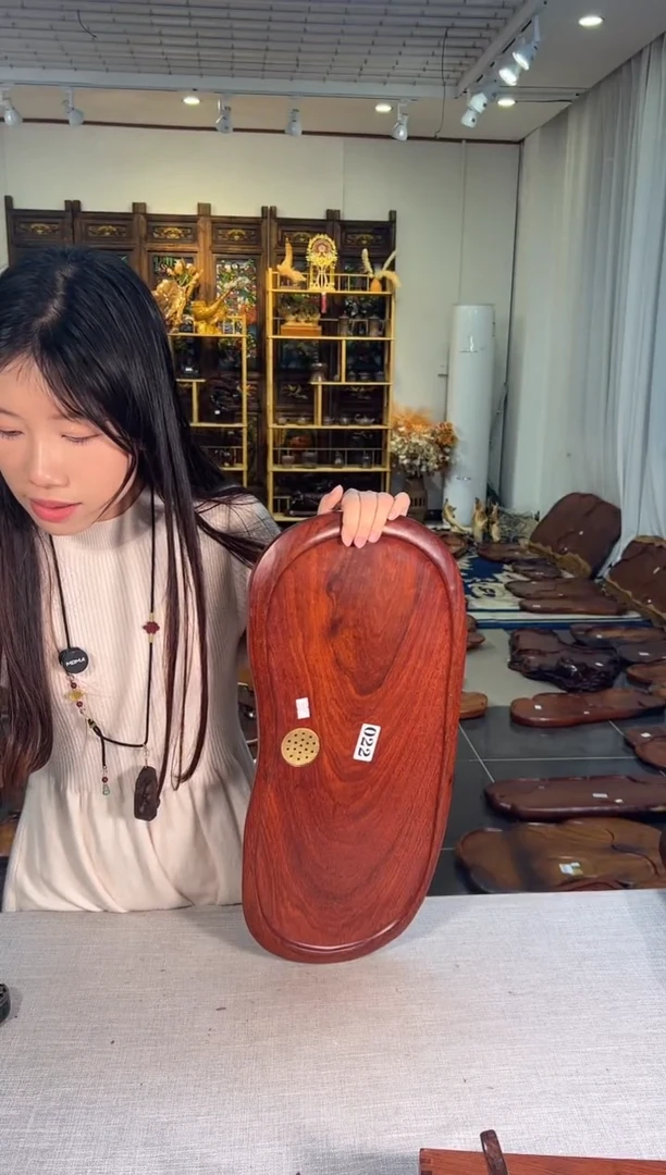 【闪购商品】大果紫檀（缅甸花梨）茶盘022