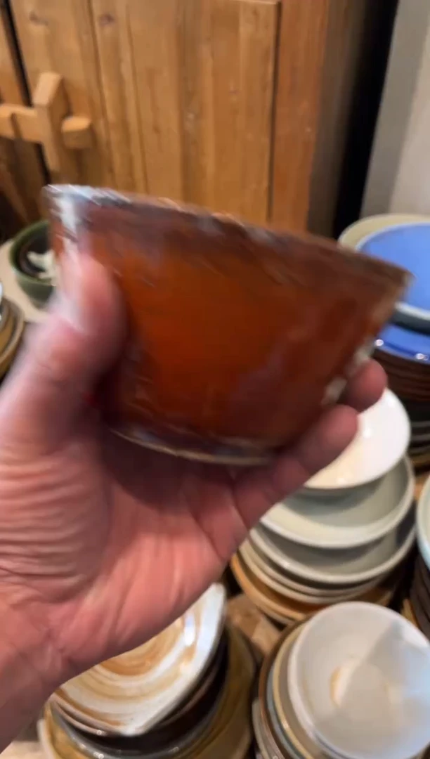 【闪购商品】瓷片946微瑕粗陶铁锈红马蹄碗