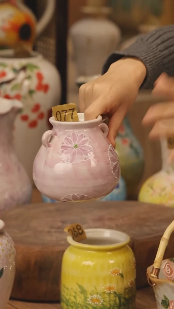 陶瓷景德镇设计师手作花器摆件侘寂风@M077@