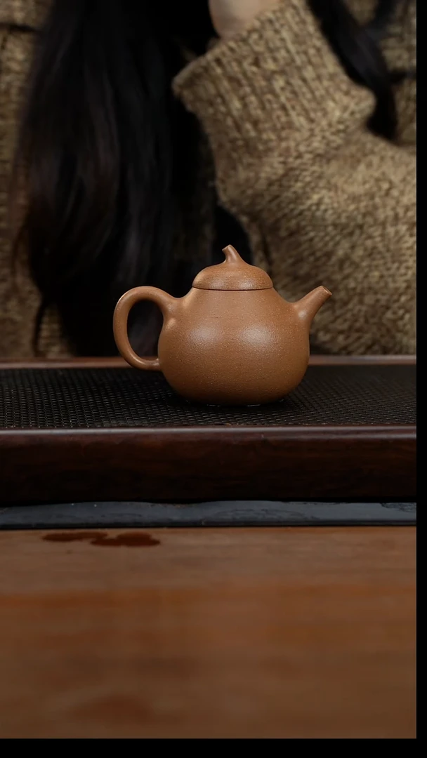 茶壶紫砂200cc黄龙山原矿玉成窑段泥茄瓜1