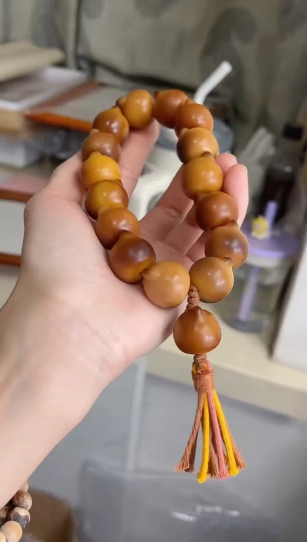 菩提根/象牙果手串干磨溏心猫猫头21mm手持