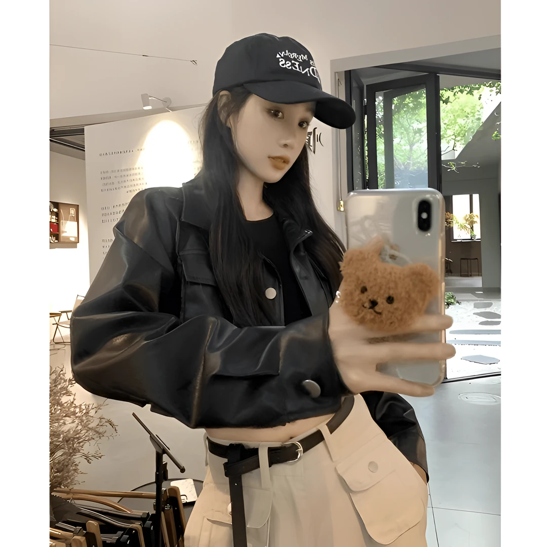 甜酷风黑色pu皮衣外套女秋季2025年新款爆款小个子短款机车服夹克