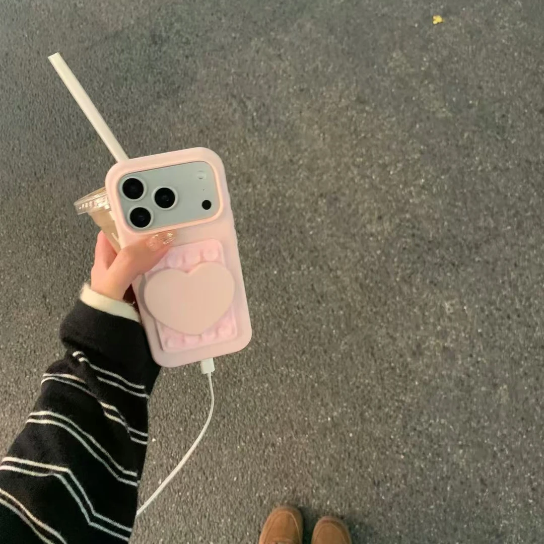 DIY爱心镜子适用苹果16手机壳iPhone16Pro高级12/15Pro/14proMax