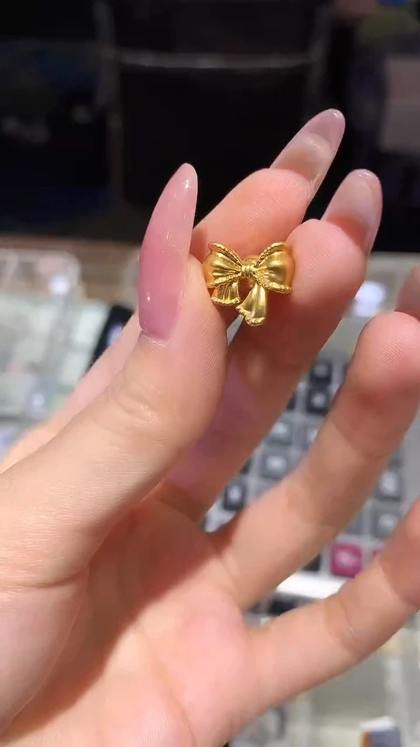 【闪购商品】定制足金吊坠(不含链)蝴蝶结吊坠