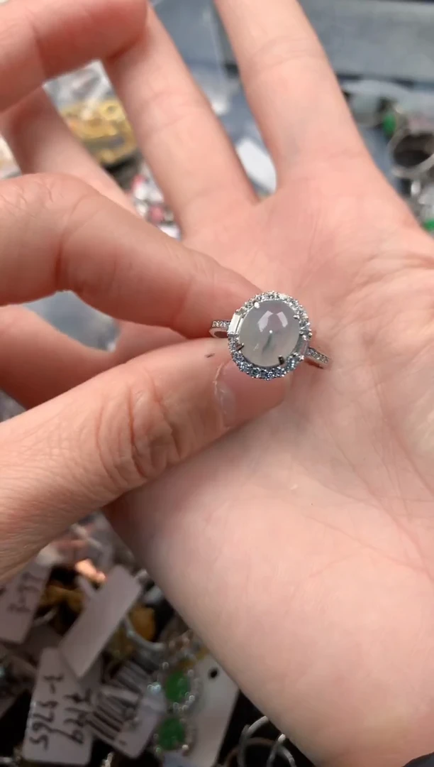 银S925镶嵌戒指翡翠555   9