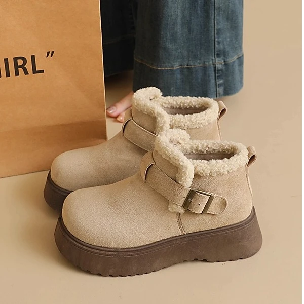 D厚底雪地靴女冬季外穿加绒加厚保暖棉鞋新款超火一脚蹬雪地棉