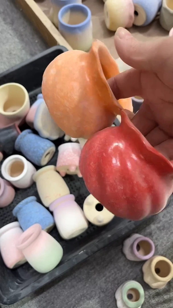 麦饭石粗陶多肉花盆6*6两个