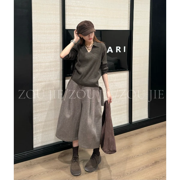 XiANJiE 2025秋冬挺括有型七分裤女士花苞裤设计感中裤