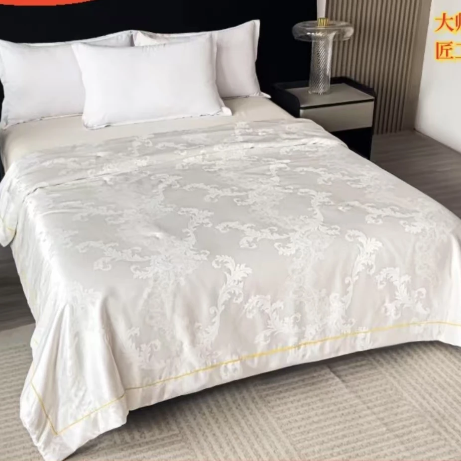 私人定制锻贡提花丝绸黄金蚕蛹丝绵被200*230cm4斤宫廷白