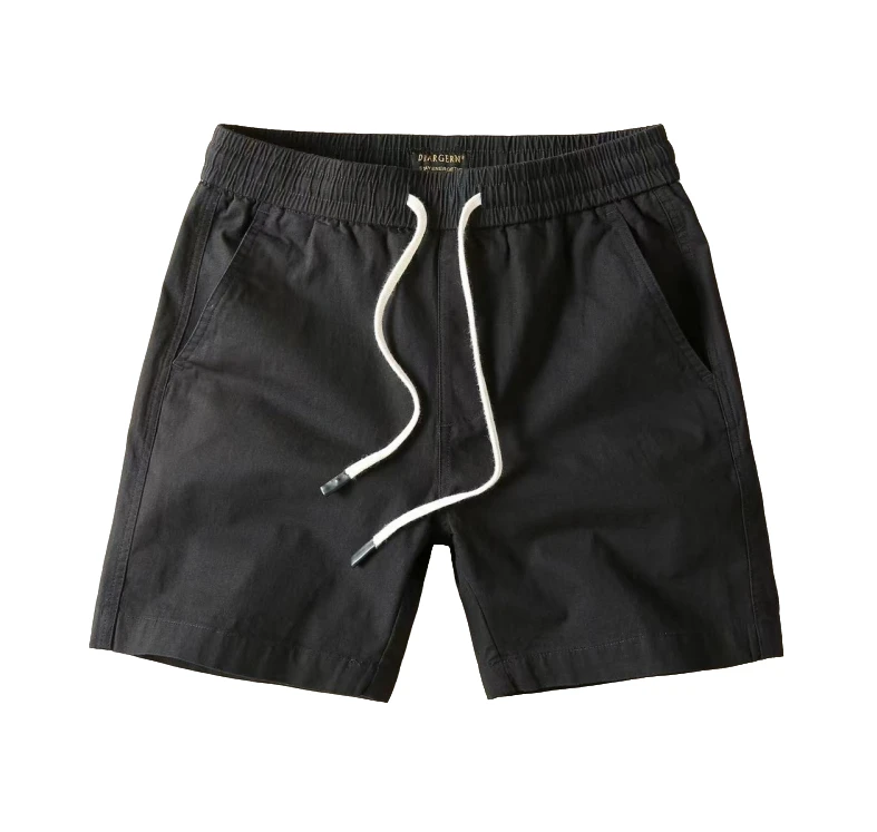 夏季薄款短裤男百搭休闲透气纯色直筒四分运动沙滩松紧腰黑色裤子