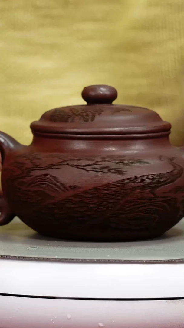 茶壶紫砂龙山乌金砂孔雀仿古360CC