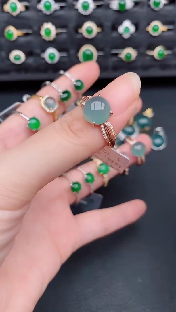 银S925镶嵌戒指翡翠天然a货翡翠11