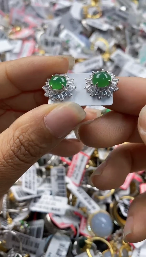 银S925镶嵌戒指翡翠6666----2