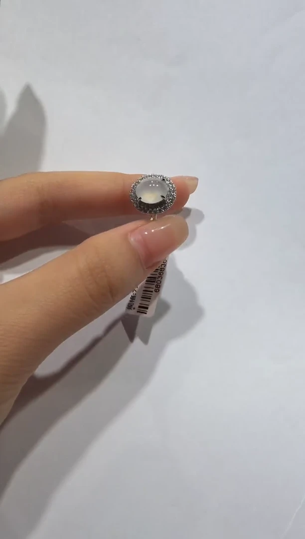 银S925镶嵌戒指翡翠缅甸A货翡翠戒指