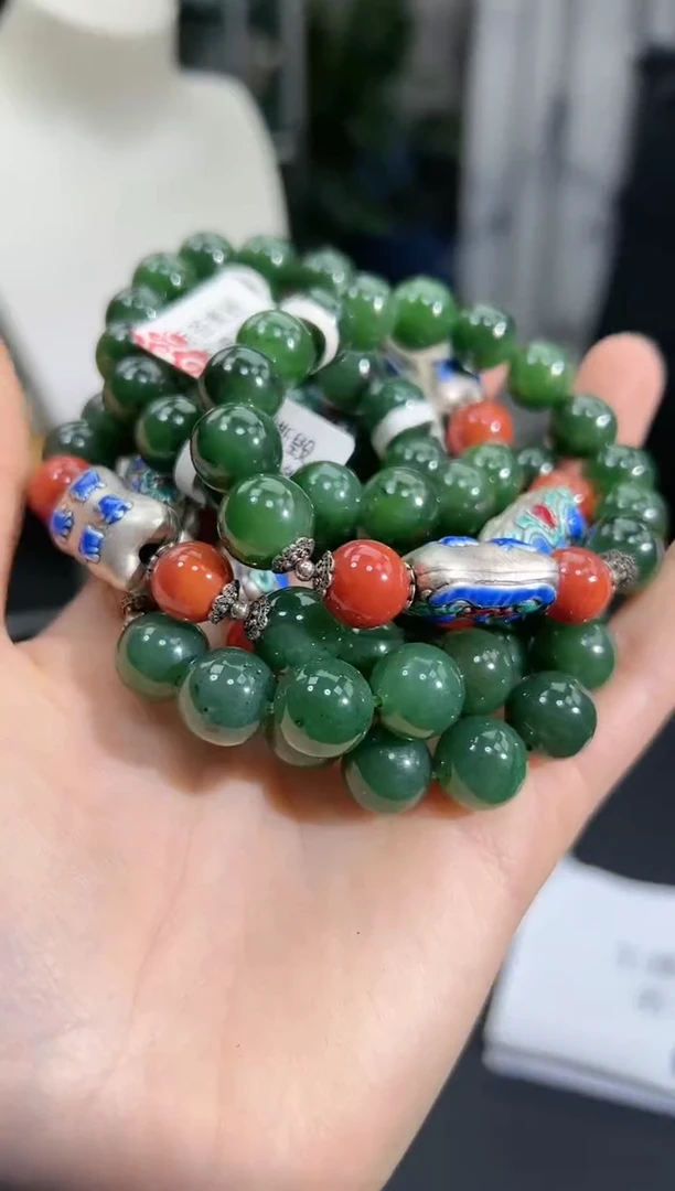 【闪购商品】和田玉1足银镶嵌 B2413 多样性发其一