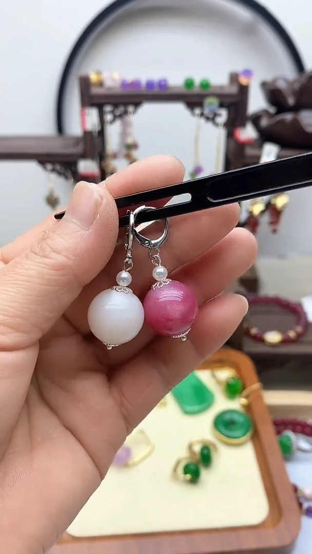 【闪购商品】玛瑙/玉髓耳饰银S925镶嵌174