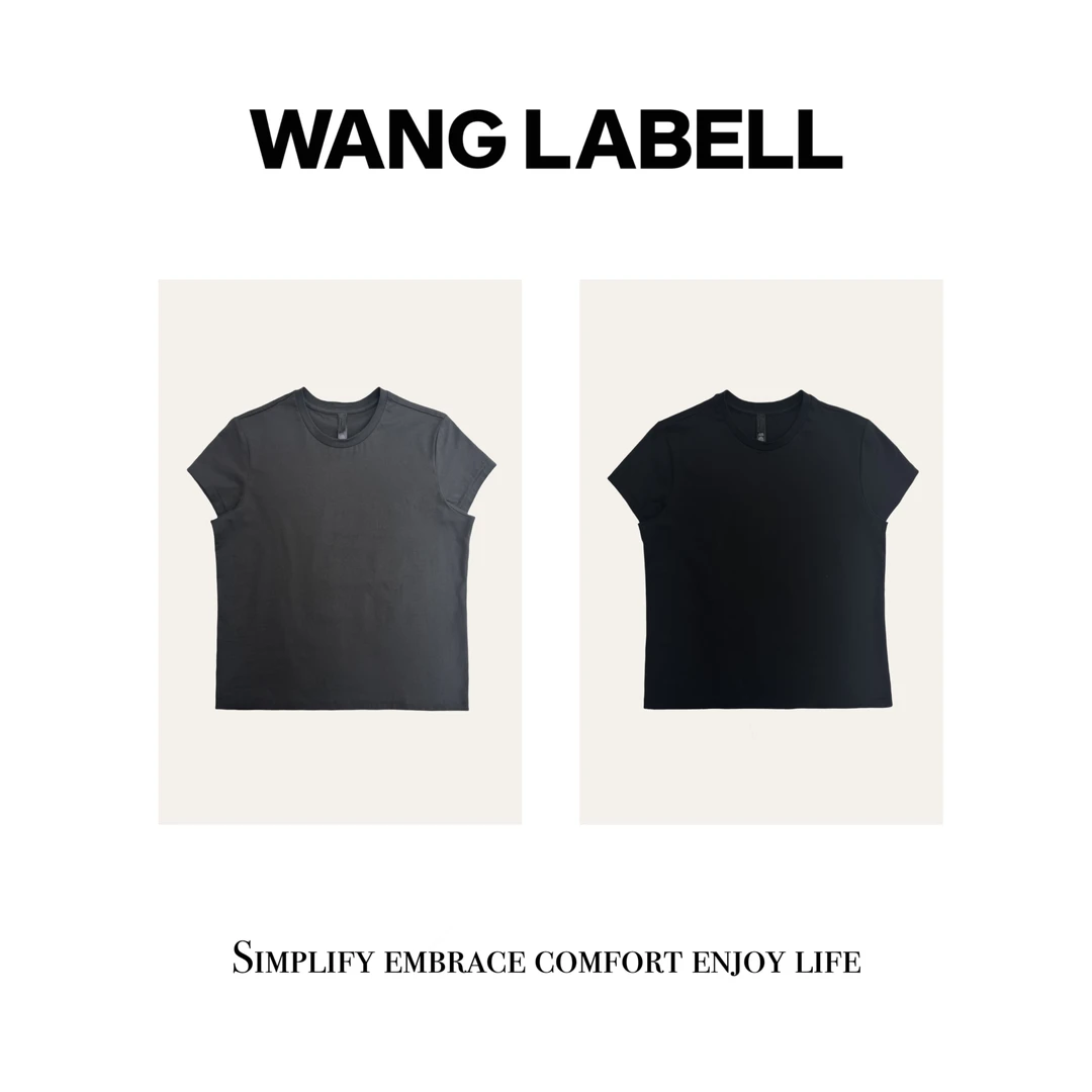 【王斌家】 |  早春新品圆领显瘦迷你短款半袖 春夏休闲简约纯色