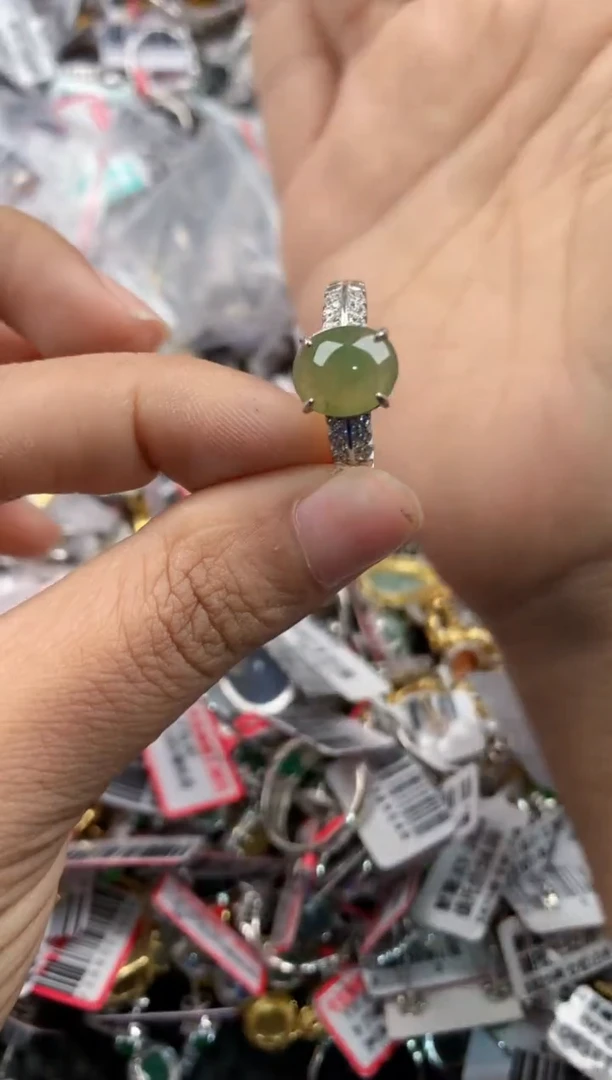 银S925镶嵌戒指翡翠4444----10