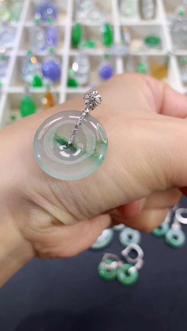 翡翠18K金镶嵌吊坠(不含链)平安扣|7500