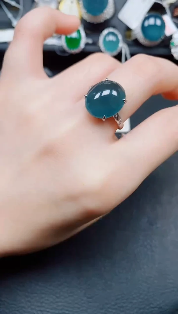 银S925镶嵌戒指翡翠翡翠