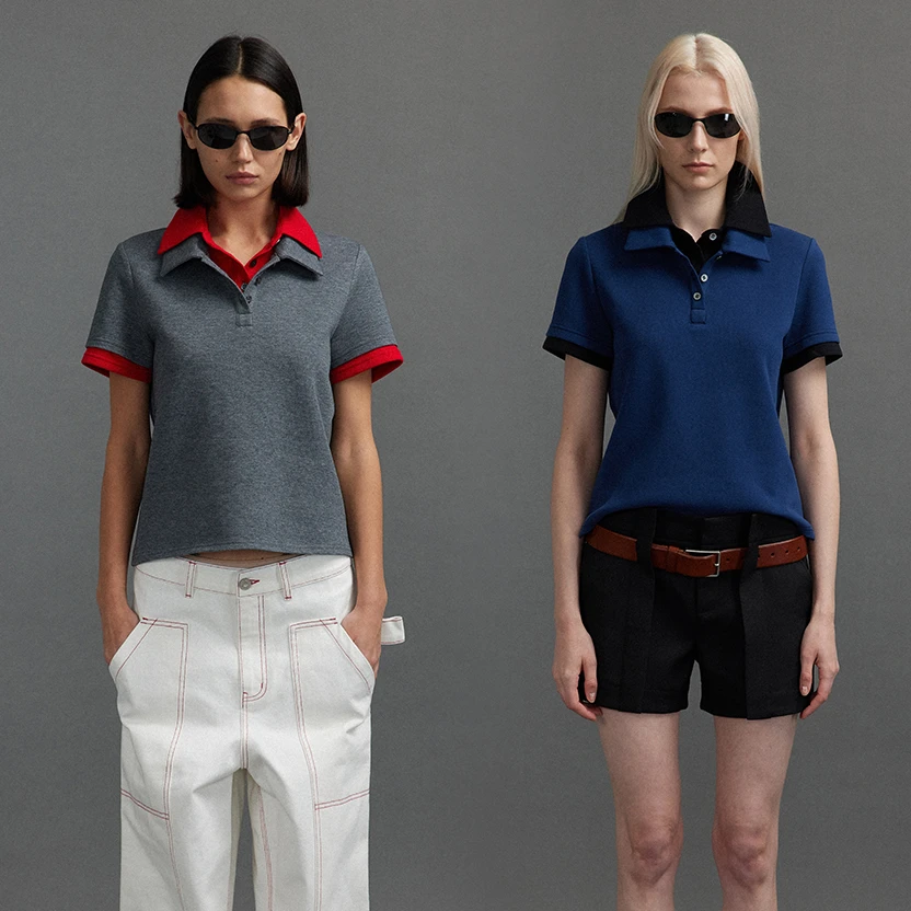 【LOCAT】saumple study symp 假两件撞色双领polo衫  SS66453