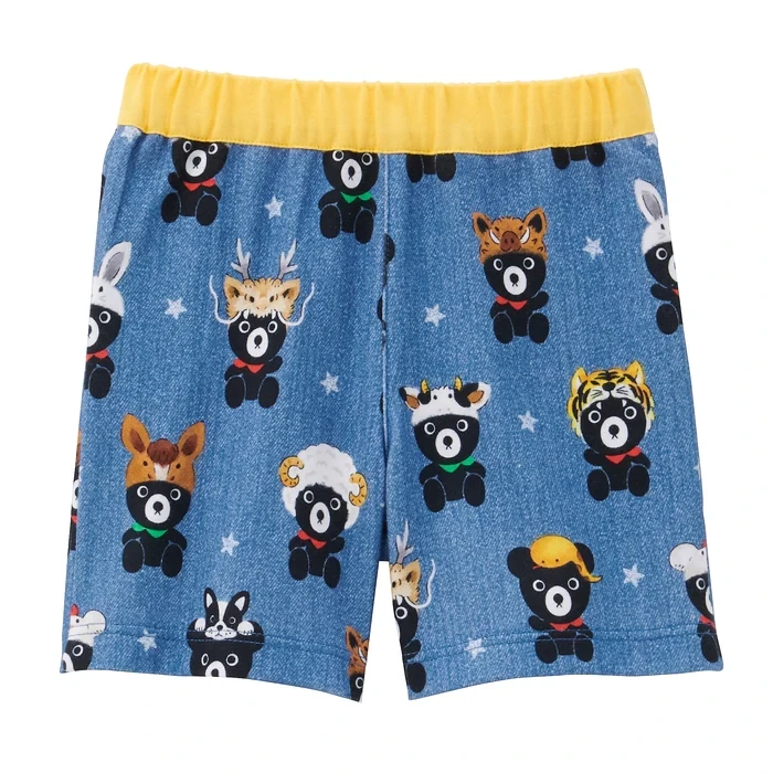 MIKIHOUSE2025夏季新款DB小黑熊满印5分短裤