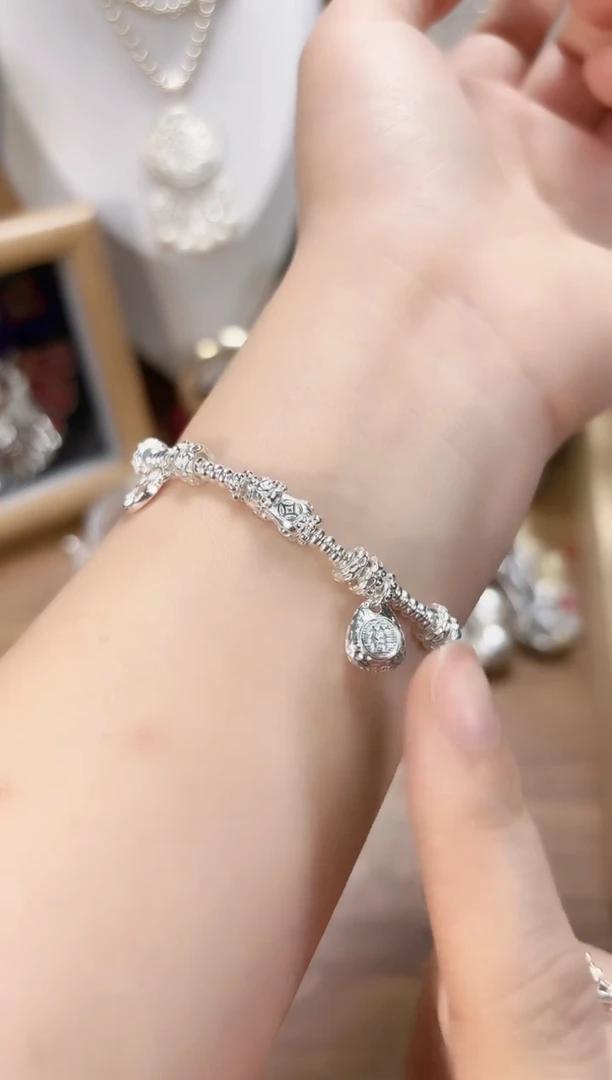 无足银貔貅五帝钱手链