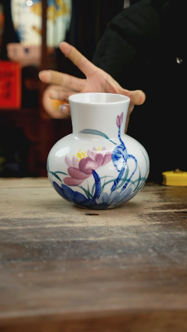 【闪购商品】瓷片景德镇纯手工釉下彩精品花瓶