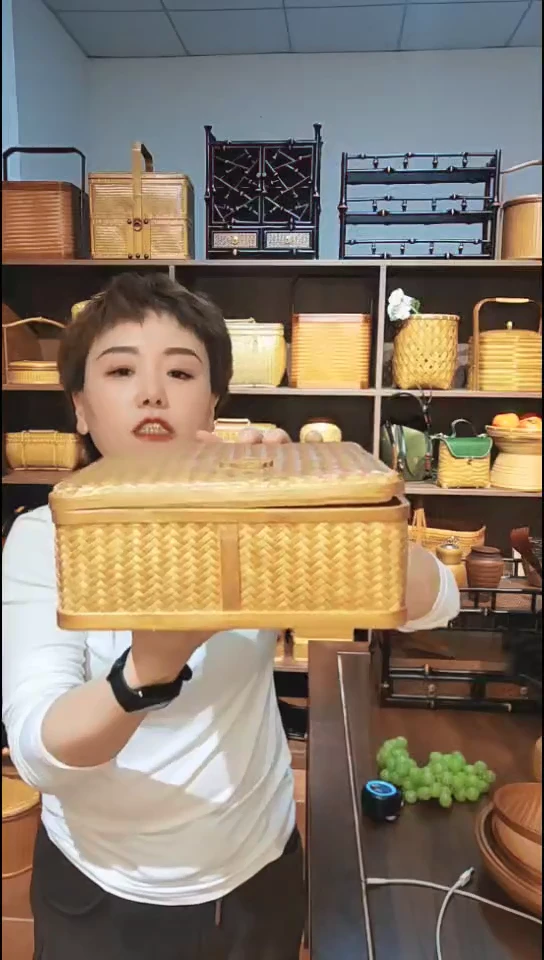 金竹方形收纳筐零食筐