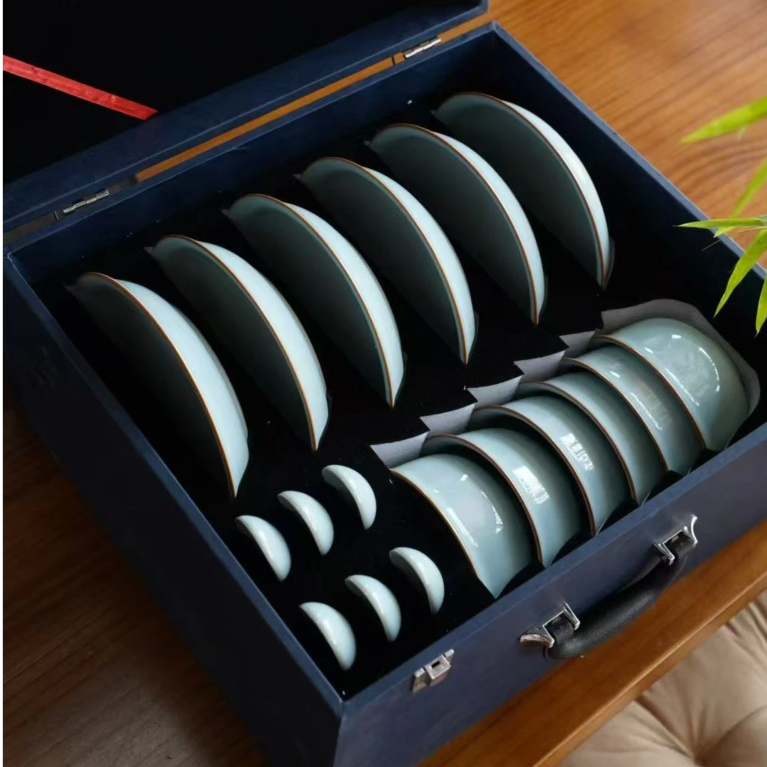 汝瓷餐具套装（纯原矿玛瑙釉天青色餐具18件套）