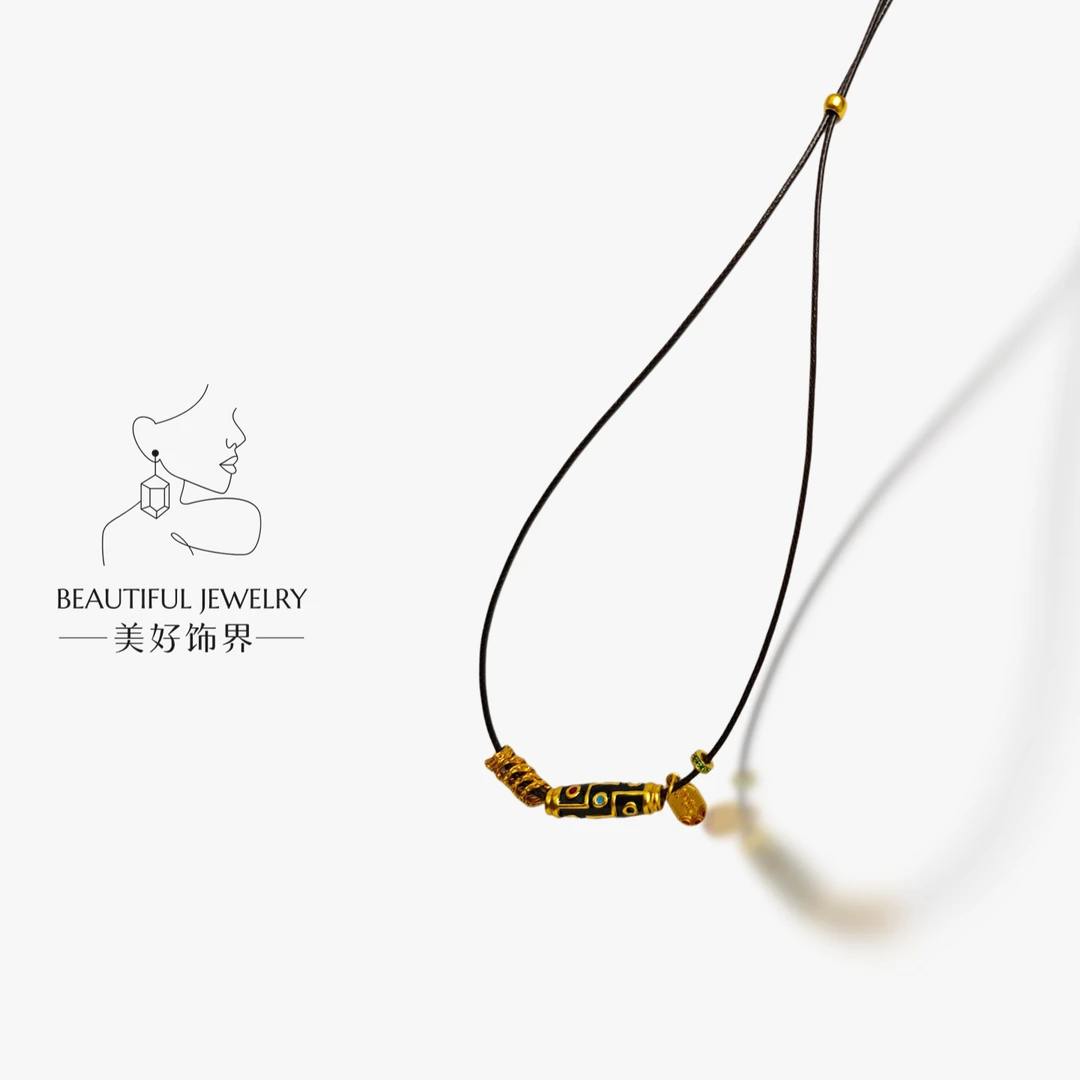 铜合金珐琅吊坠 古法金藏式风格原创设计珐琅烧蓝复古吊坠