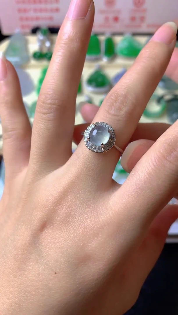 银S925镶嵌戒指翡翠晴****天戒指