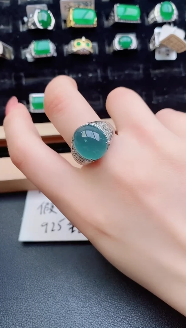 翡翠戒指银S925镶嵌1212121