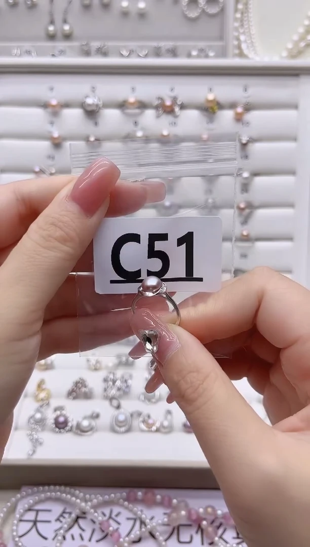 银S925镶嵌戒指淡水珍珠英*C51