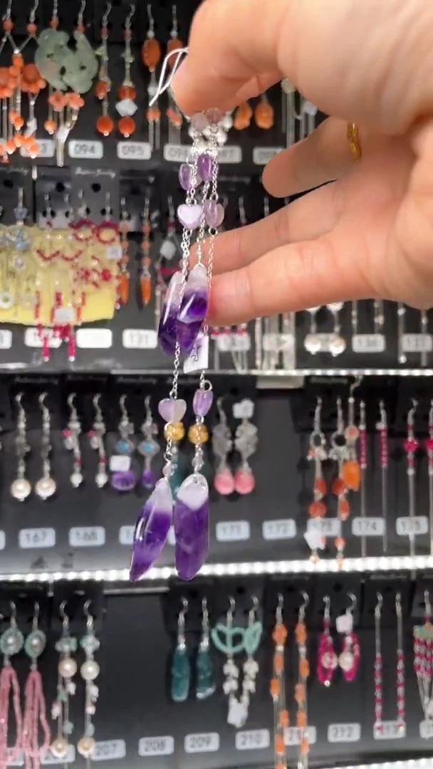 紫晶耳饰银S925镶嵌Cynthia