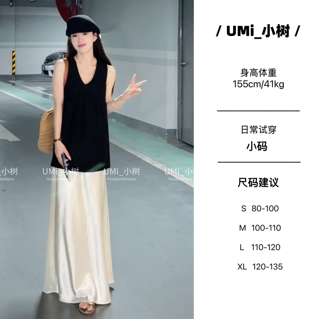 时尚黑色背心女春夏季2025新款设计感网红百搭显瘦无袖上衣服